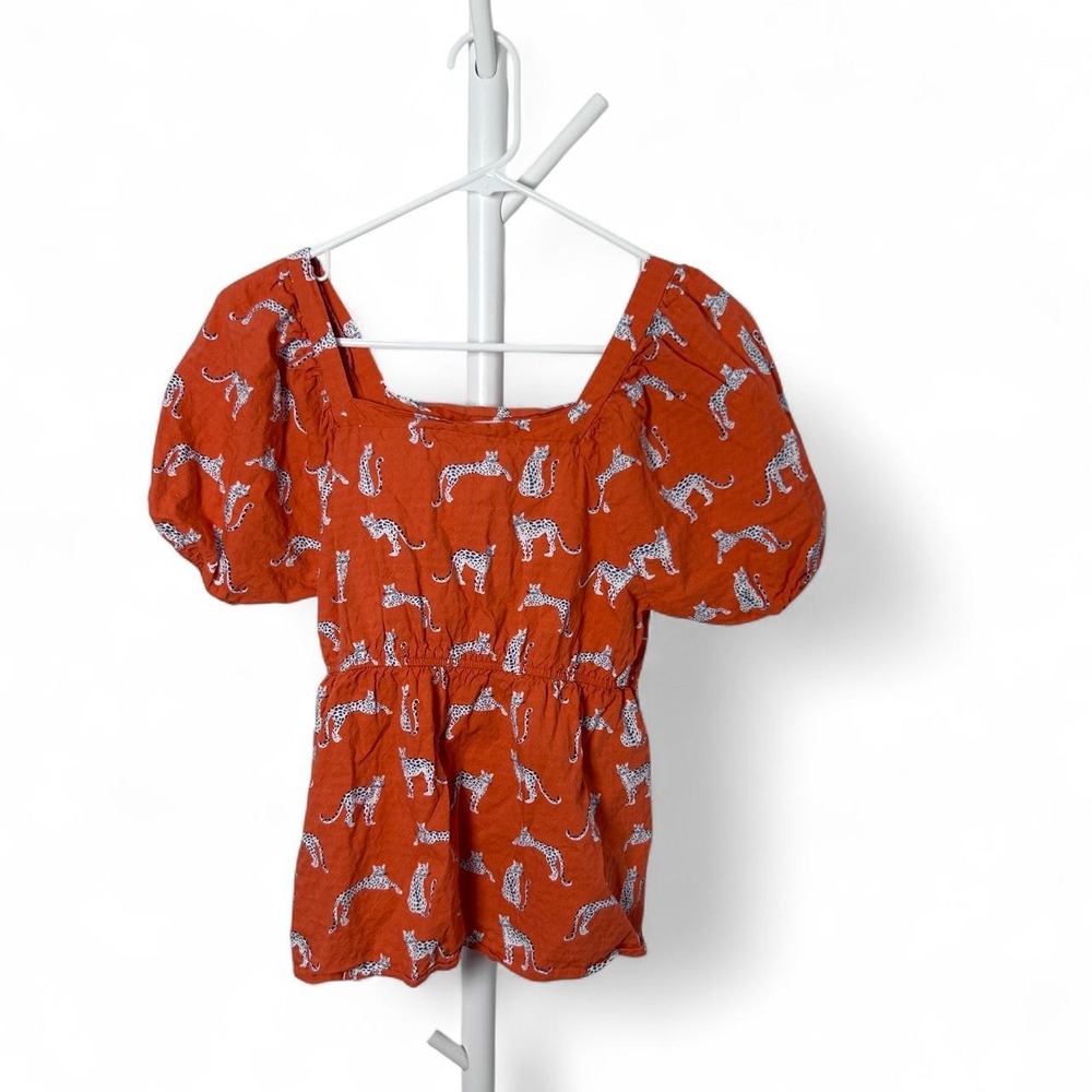 Michelle McDowell Gracie Run Wild Fire top Size Small Cat Print Cheetah Leopard